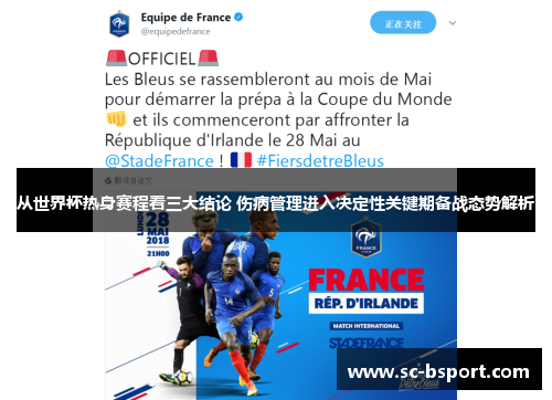 从世界杯热身赛程看三大结论 伤病管理进入决定性关键期备战态势解析 从世界杯热身赛程看三大结论 伤病管理进入决定性关键期备战态势解析